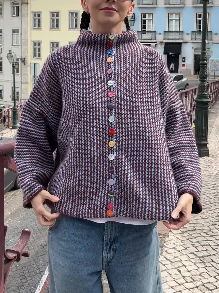 Brisalora - Gebreide Cardigan met Multikleurige Knopen