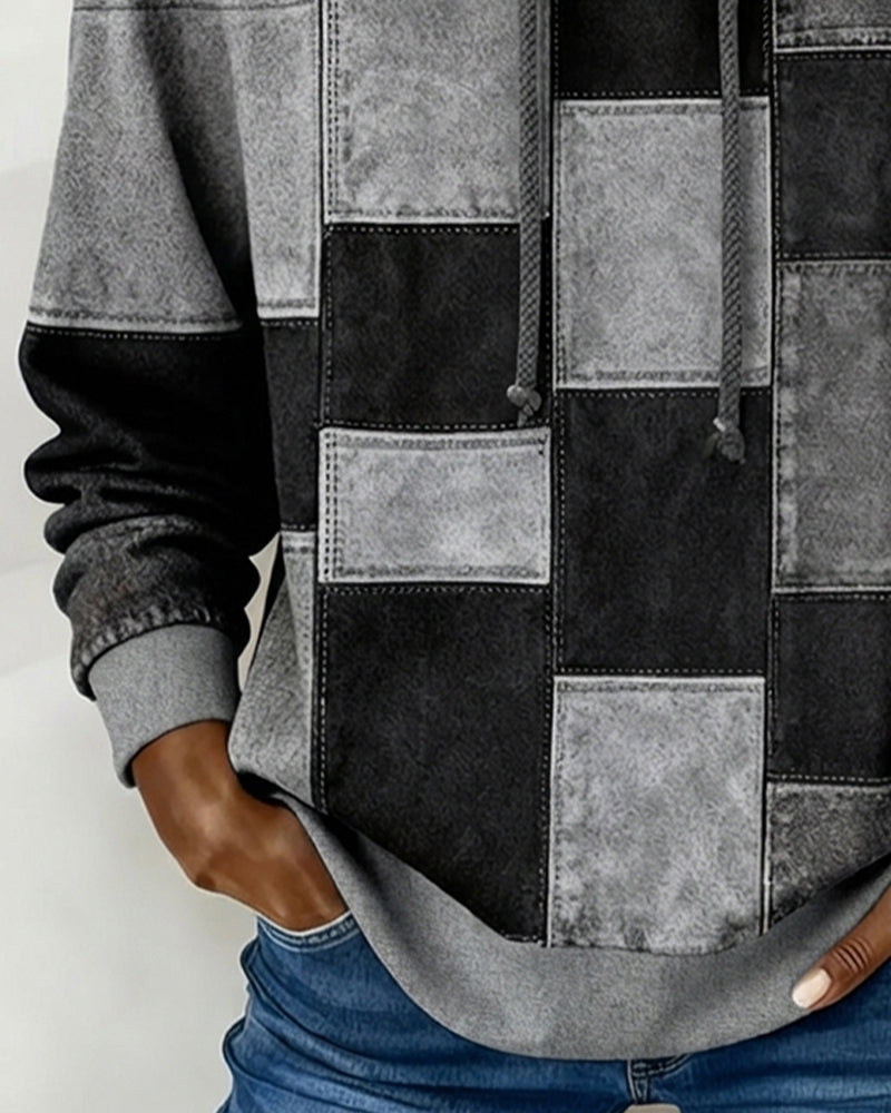 Gwenarissa - Moderne Denim Patchwork Hoodie