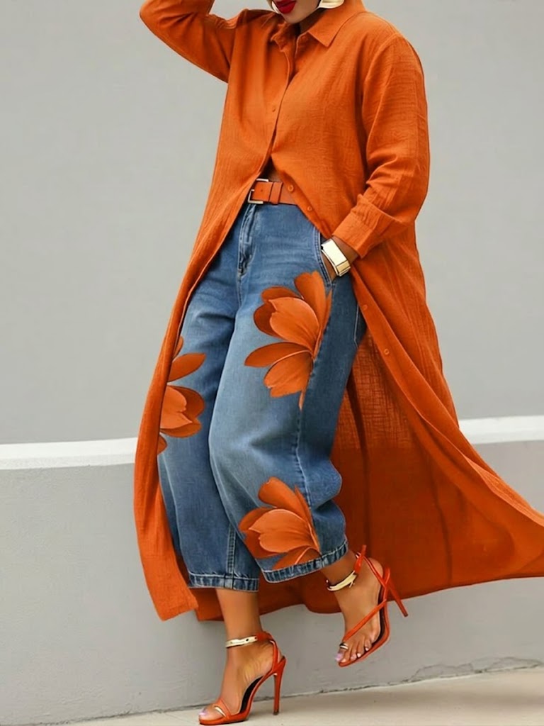 Pezora - Dames Midi Chemise Jurk Katoen Linnen Vloeiende Snit Lange Mouwen