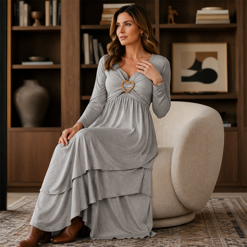 Joline - Midi jurk voor vrouwen met hartdetail
