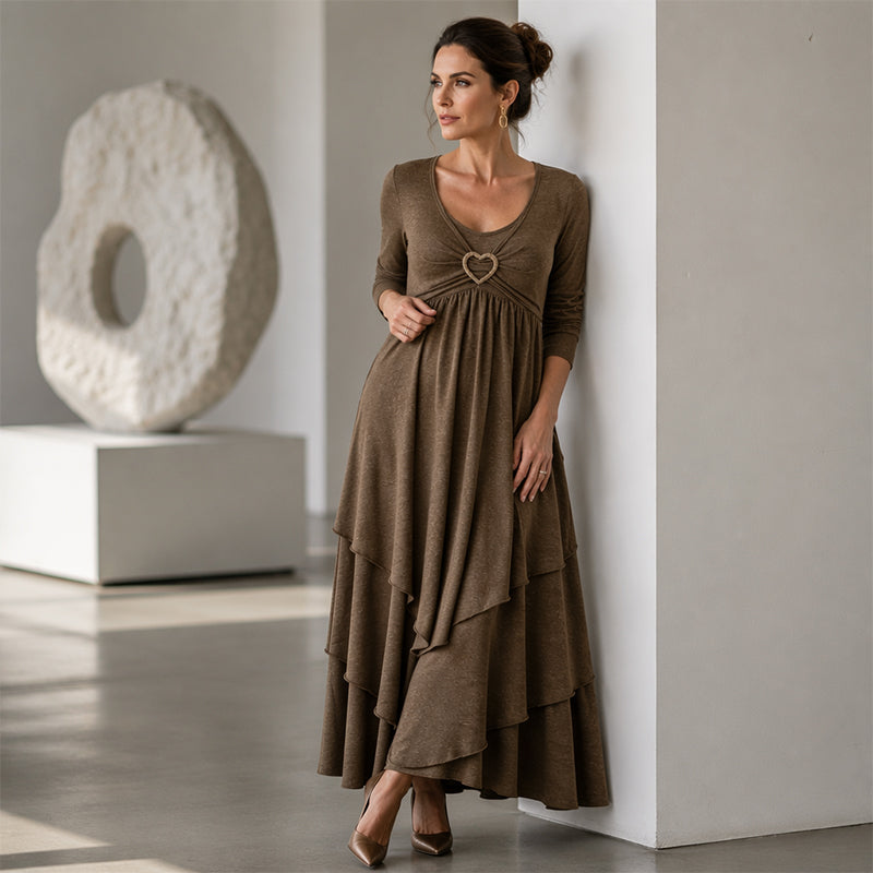 Joline - Midi jurk voor vrouwen met hartdetail