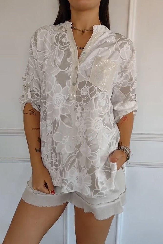Wilhelmina - Damesblouse in florale kant
