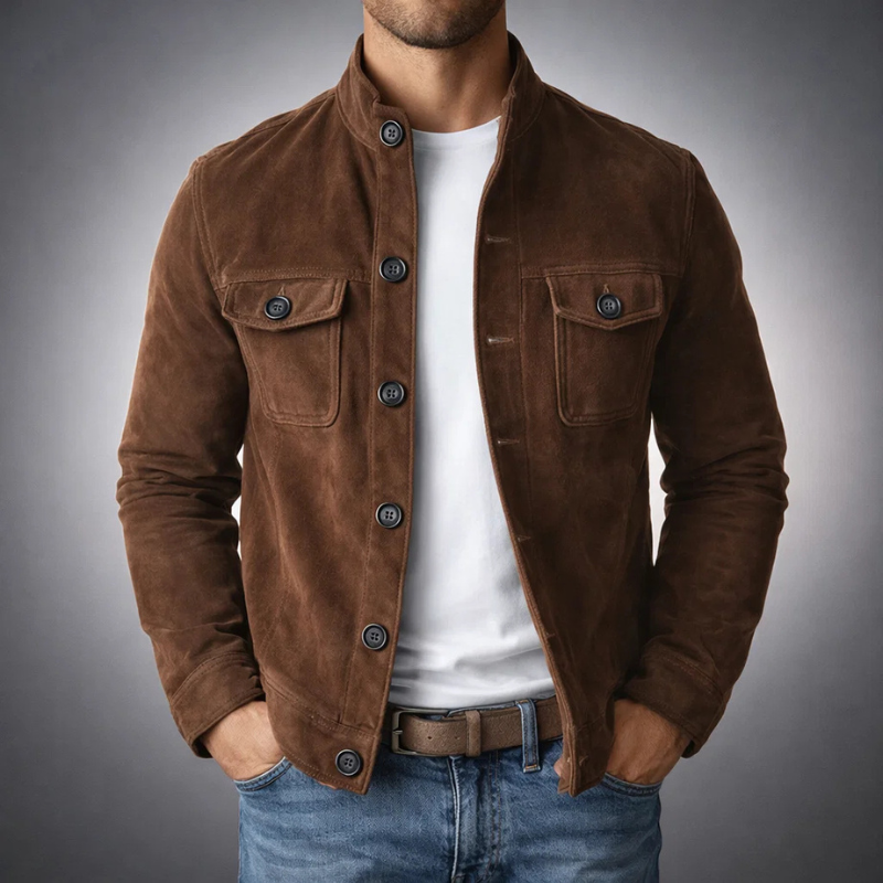 Marius - Heren overshirt met suède-effect en borstzakken