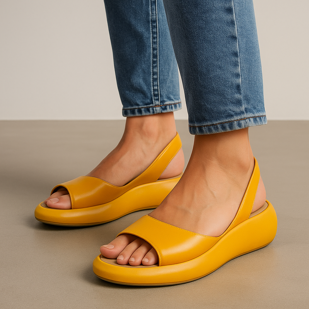 Iverixa - Dames sandalen met hak, open teen, platformzool van leer