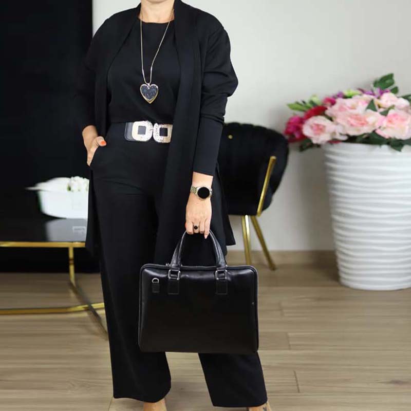 Edda - Dames driedelige set met elegante lange cardigan