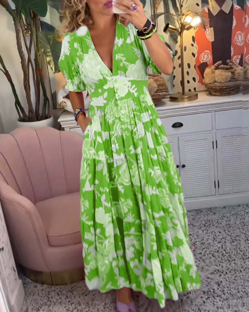 Rosa - Jurk met bloemenprint V-hals