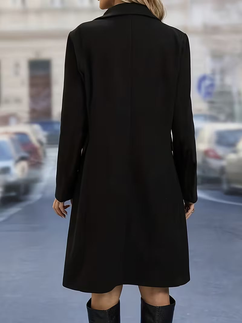 Quinella - Dames trenchcoat uni met dubbele knoopsluiting