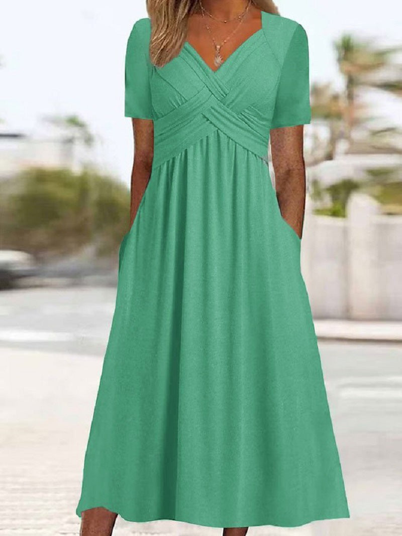 Malina - Elegante V-hals jurk met vloeiend silhouet