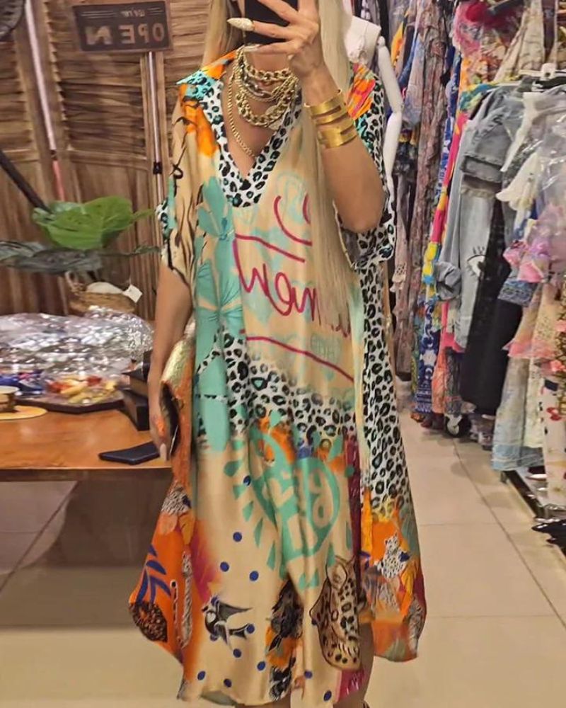 Jovena - Casual jurk met kleurrijke luipaardprint