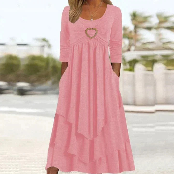 Joline - Midi jurk voor vrouwen met hartdetail