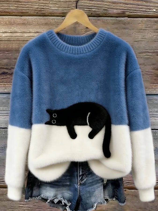 Lunivienne - Zachte Trui met Kattenpatroon