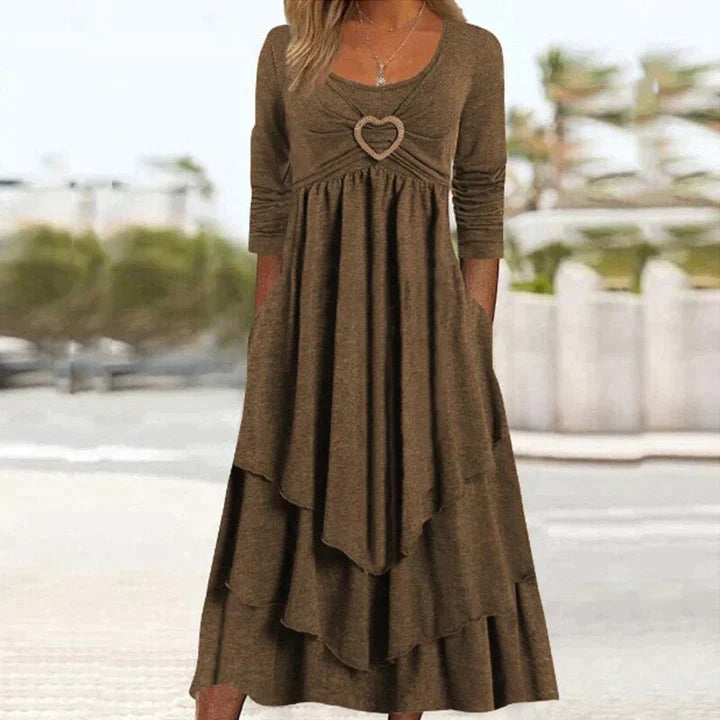 Joline - Midi jurk voor vrouwen met hartdetail