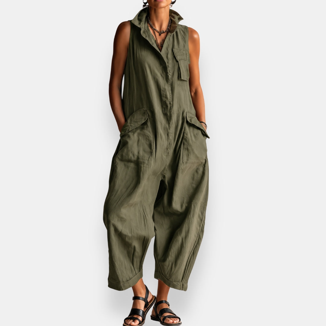 Aeris - Dames oversized mouwloze jumpsuit met zakken