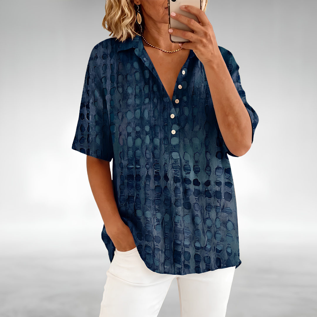 Hannelore - Dames top met opengewerkte details, casual snit
