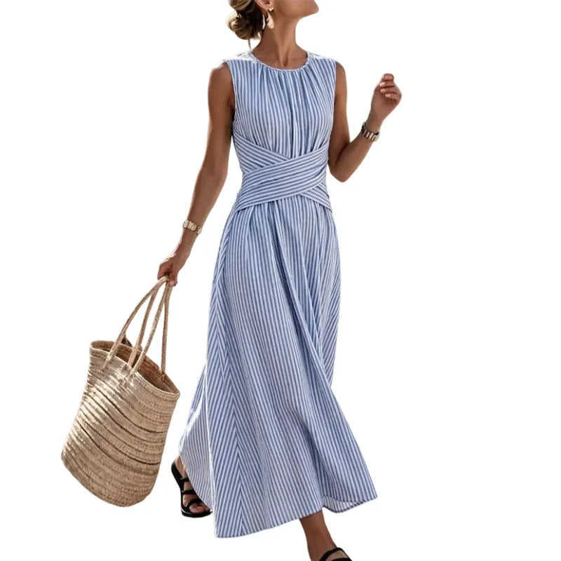 Caliane - Maxi jurk voor dames zonder mouwen met kruis taille