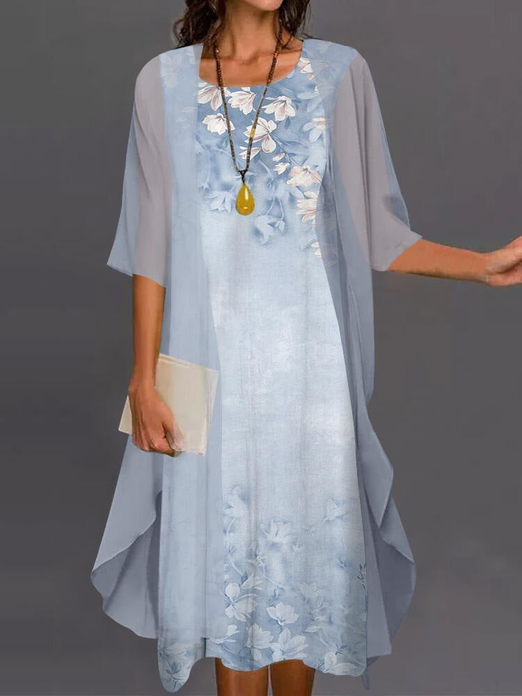 Nesoria - Tweedelig damesoutfit met bloemenprint in elegante stijl