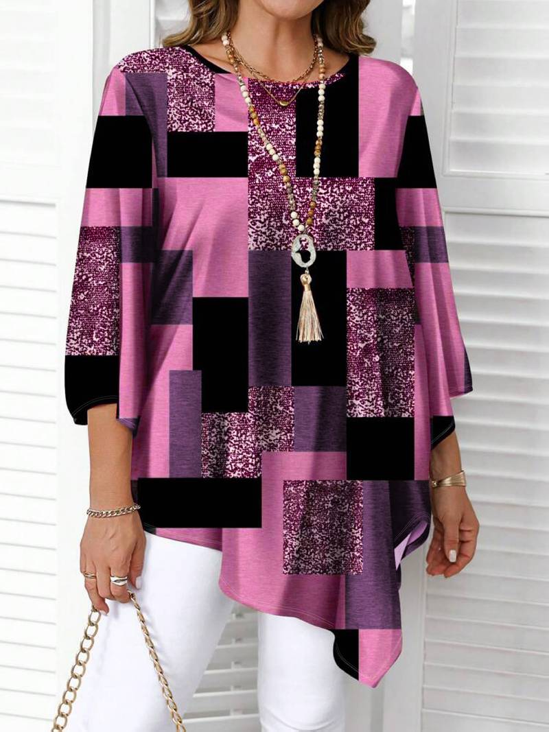 Rhosalivelle - Oversized Blouse met Geruit Motief