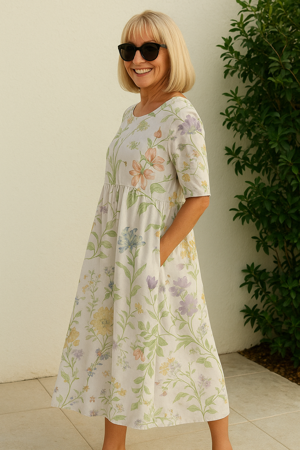 Gavessia - Midi jurk voor dames met een elegante casual print