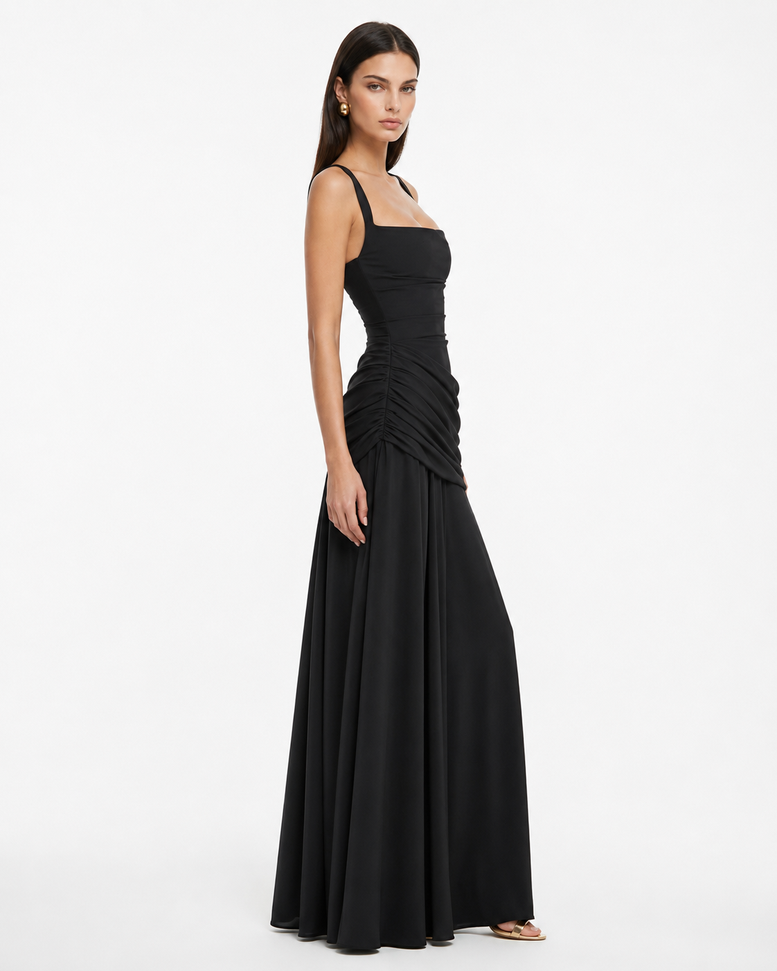 Noreia - Maxi jurk voor dames met een vierkante halslijn en strikdetail op de rug