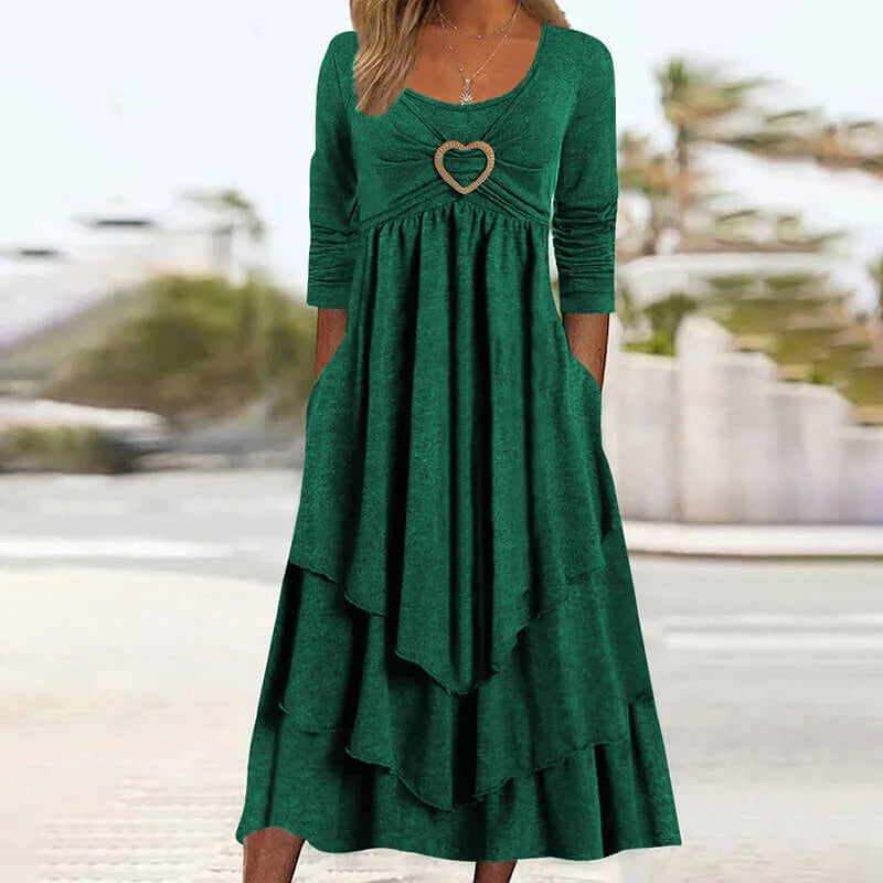 Joline - Midi jurk voor vrouwen met hartdetail