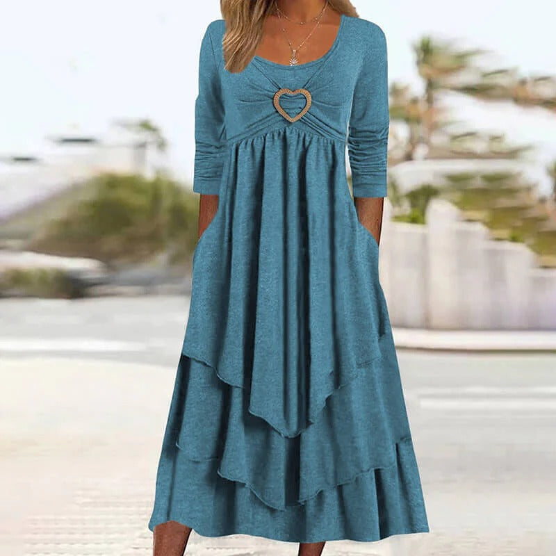 Joline - Midi jurk voor vrouwen met hartdetail