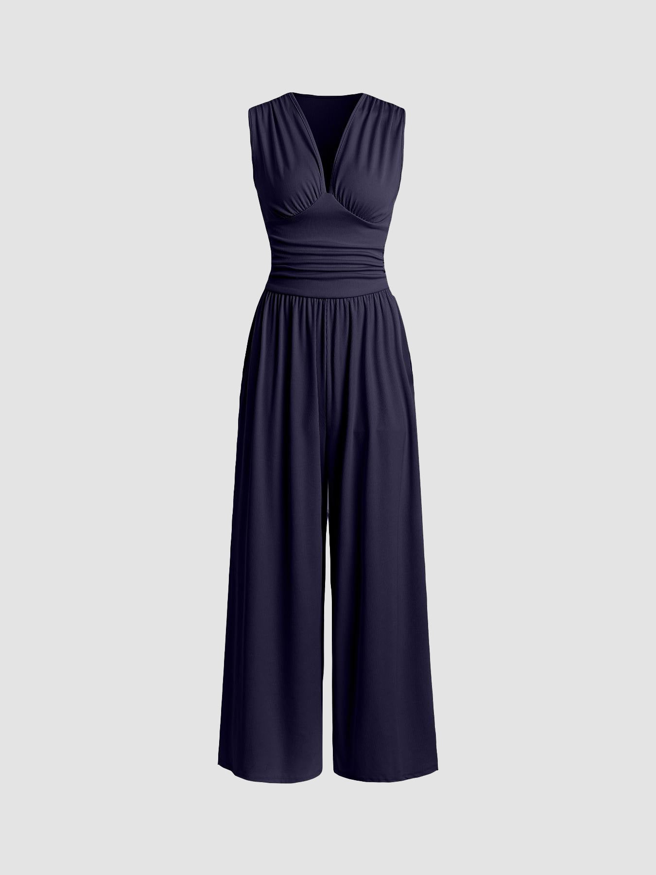 Selenae - Chique brede mouwloze jumpsuit