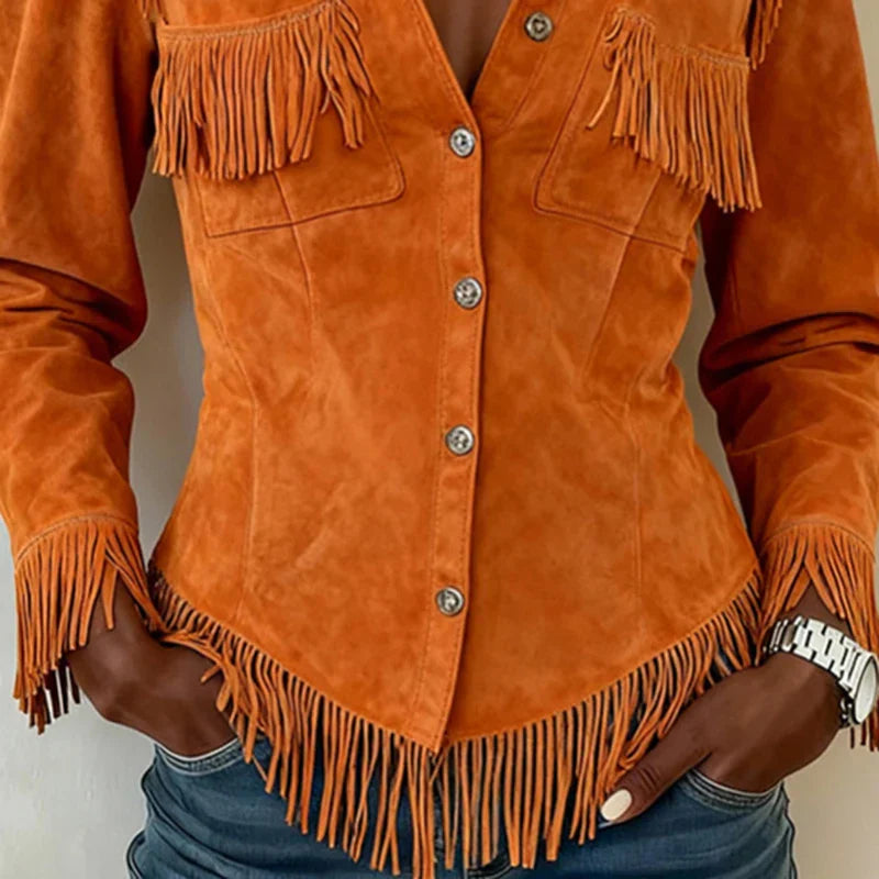 Faylarisse - Boheemse Suède Blouse met Fringes