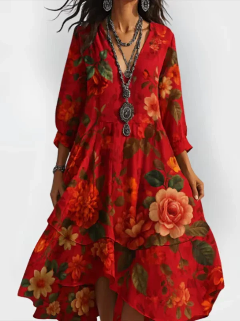 Ravina - Elegante en lichte Vintage Bloemenjurk