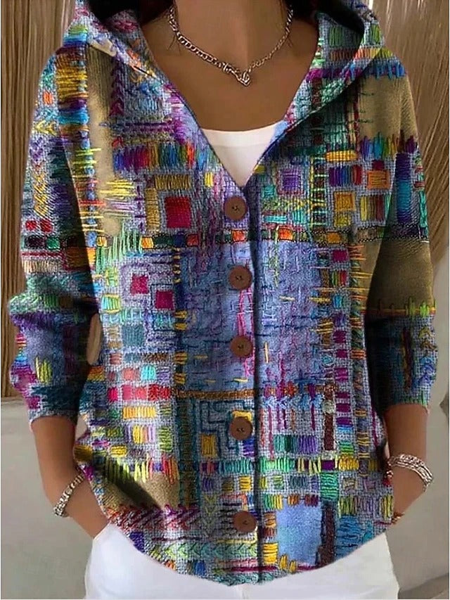 Neravellora - Artistieke Cardigan met Knopen en Kap