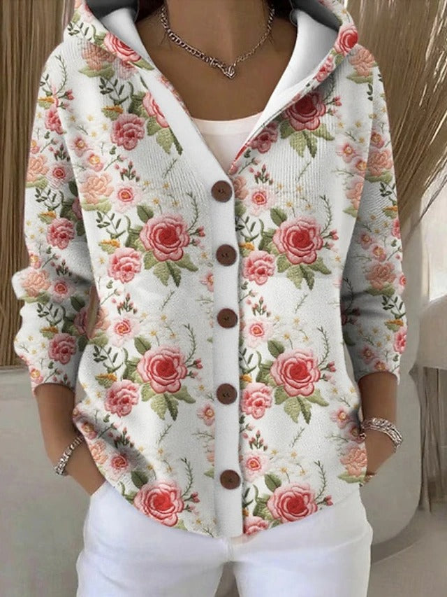 Neravellora - Artistieke Cardigan met Knopen en Kap