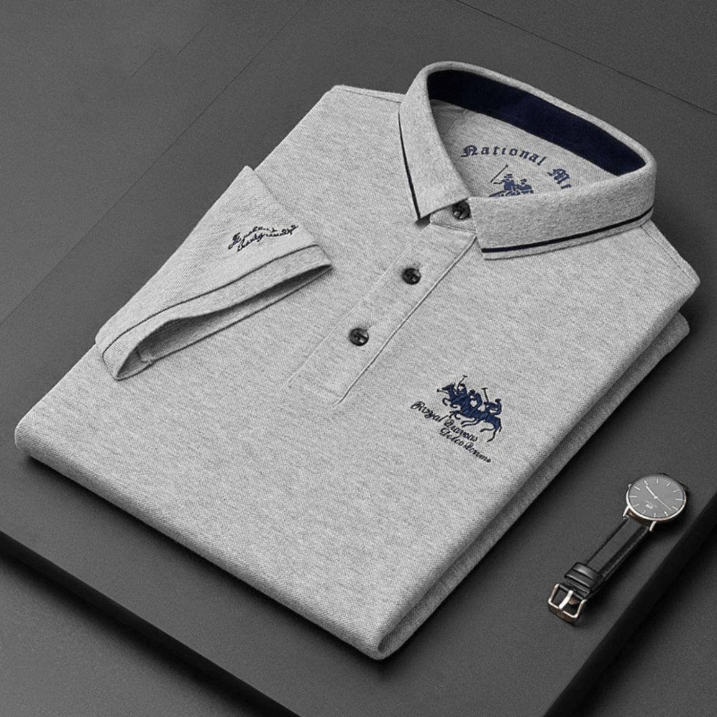 Evren - Geborduurd herenpolo van ademend polyester
