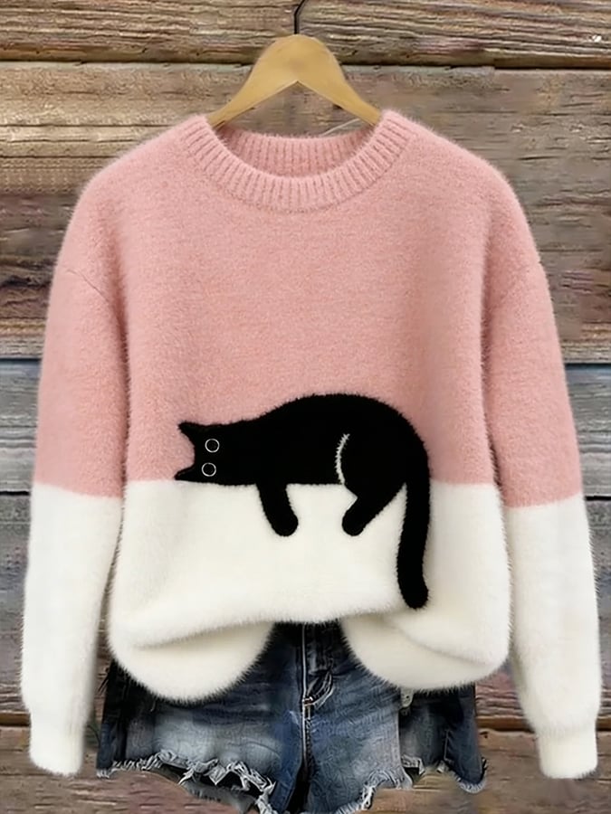 Lunivienne - Zachte Trui met Kattenpatroon