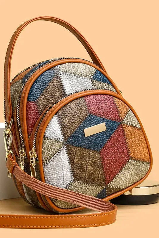Veerle - Dames tas patchwork in PU met schouderband