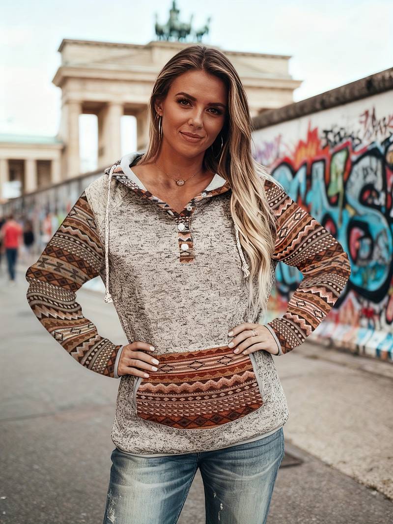 Rhosavelline - Vintage Hoodie met Knopen