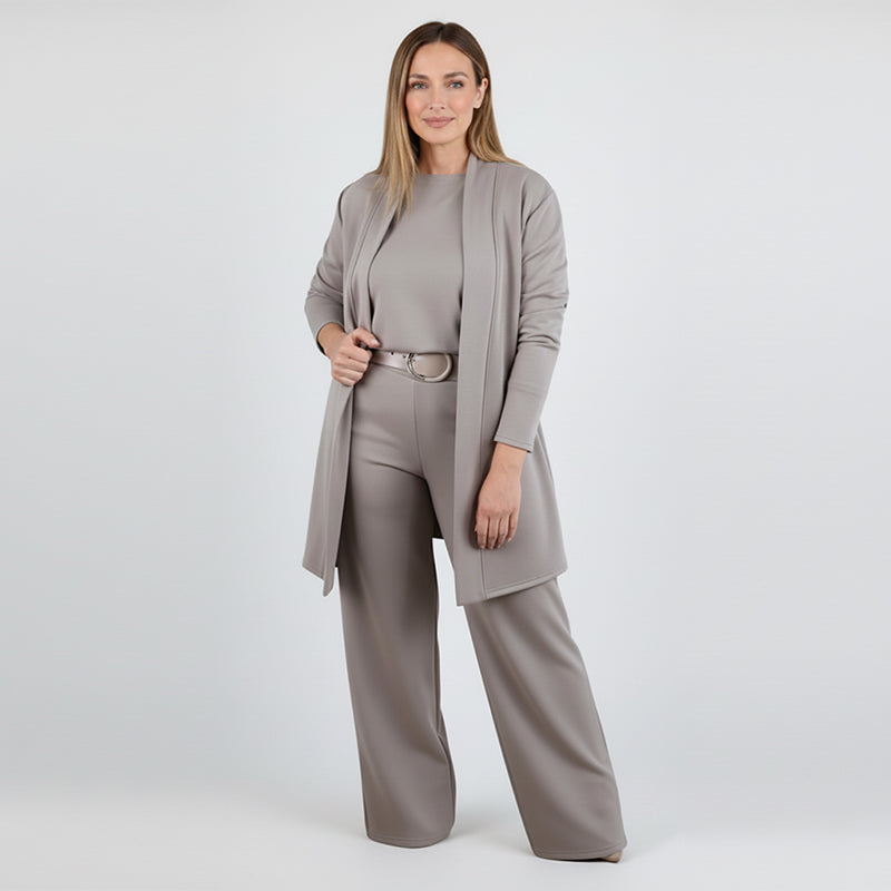 Edda - Dames driedelige set met elegante lange cardigan
