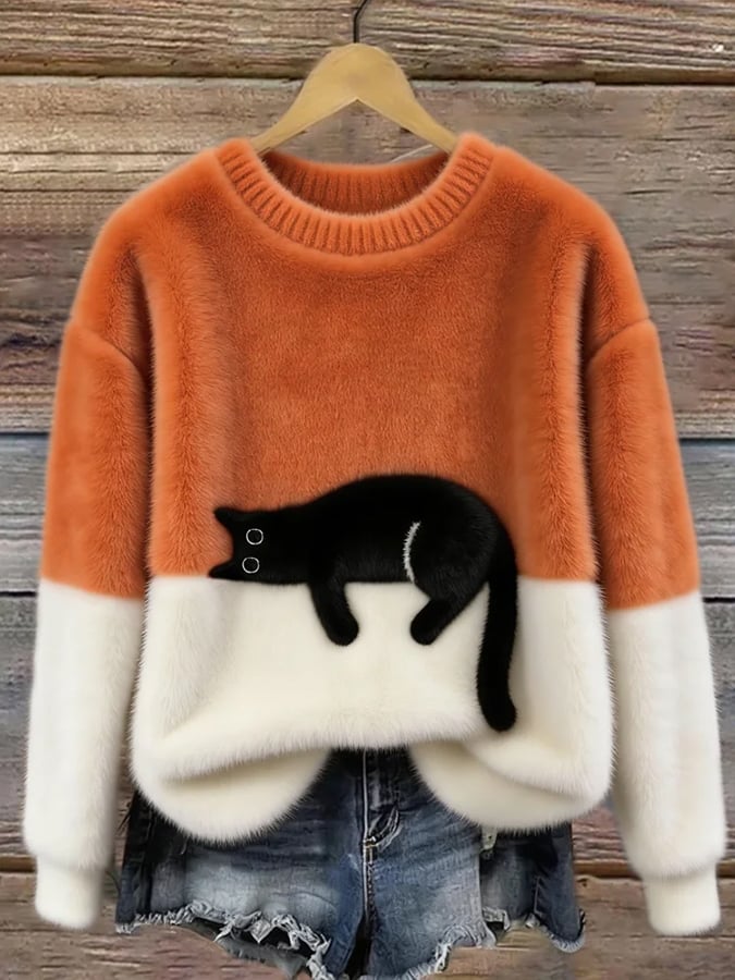 Lunivienne - Zachte Trui met Kattenpatroon