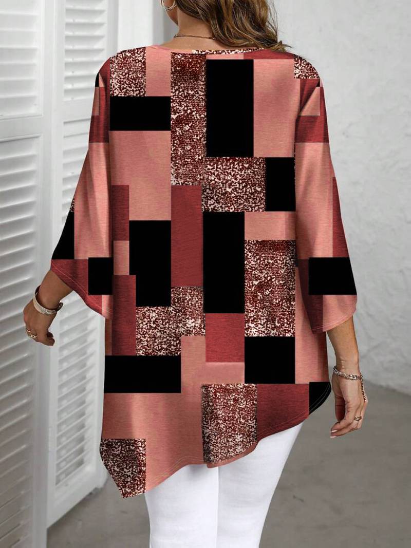 Rhosalivelle - Oversized Blouse met Geruit Motief