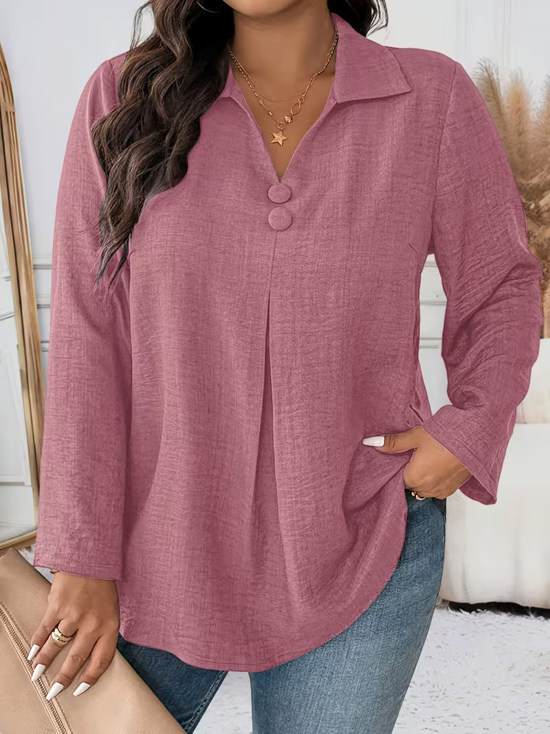 Elmyra - Elegante Knopfloze Fluid Chemise