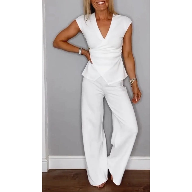 Jessira - Elegante damesset: top met v-hals en broek