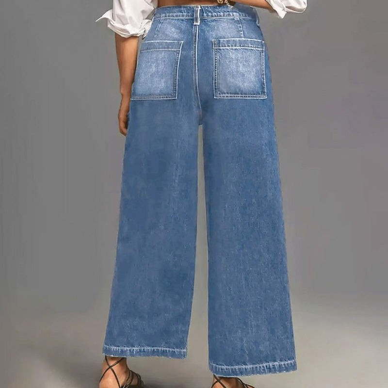 Rexelle - Dames Jeans Hoge Taille Wijde Pasvorm Denim Comfort & Moderne Stijl