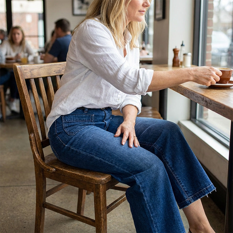 Rexelle - Dames Jeans Hoge Taille Wijde Pasvorm Denim Comfort & Moderne Stijl