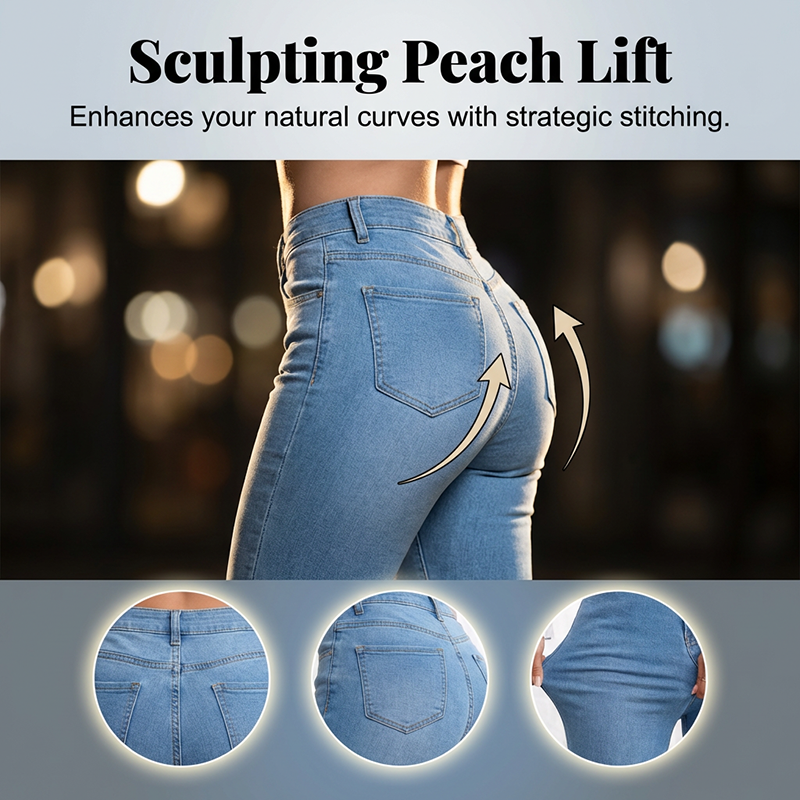 Evarixa - Dames Jeans Hoge Taille Uitlopende Snit Flatterende Silhouet
