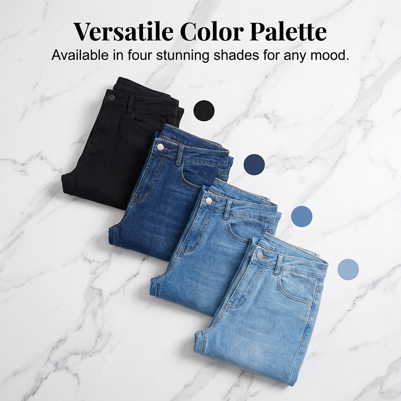Evarixa - Dames Jeans Hoge Taille Uitlopende Snit Flatterende Silhouet