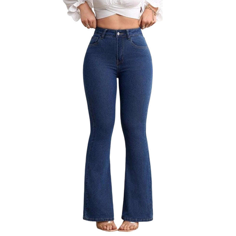 Evarixa - Dames Jeans Hoge Taille Uitlopende Snit Flatterende Silhouet