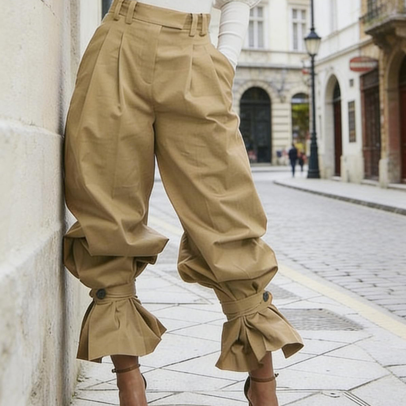 Liesbeth - Vrouwen plissé broek met volant manchet