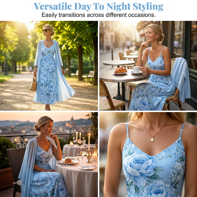 Ilvessa - Vrouwen bloemenprint set met lichte cardigan