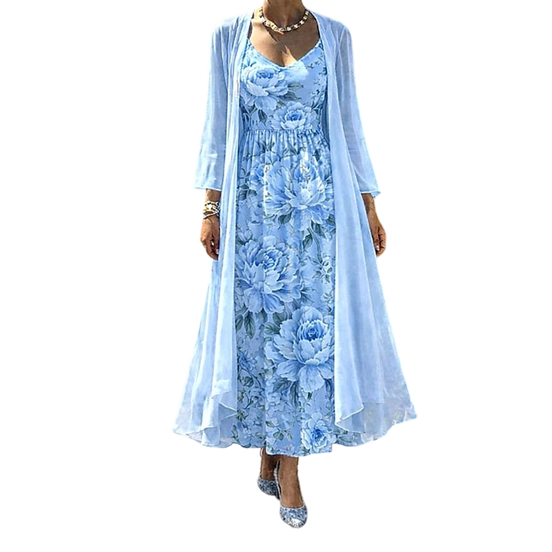 Ilvessa - Vrouwen bloemenprint set met lichte cardigan