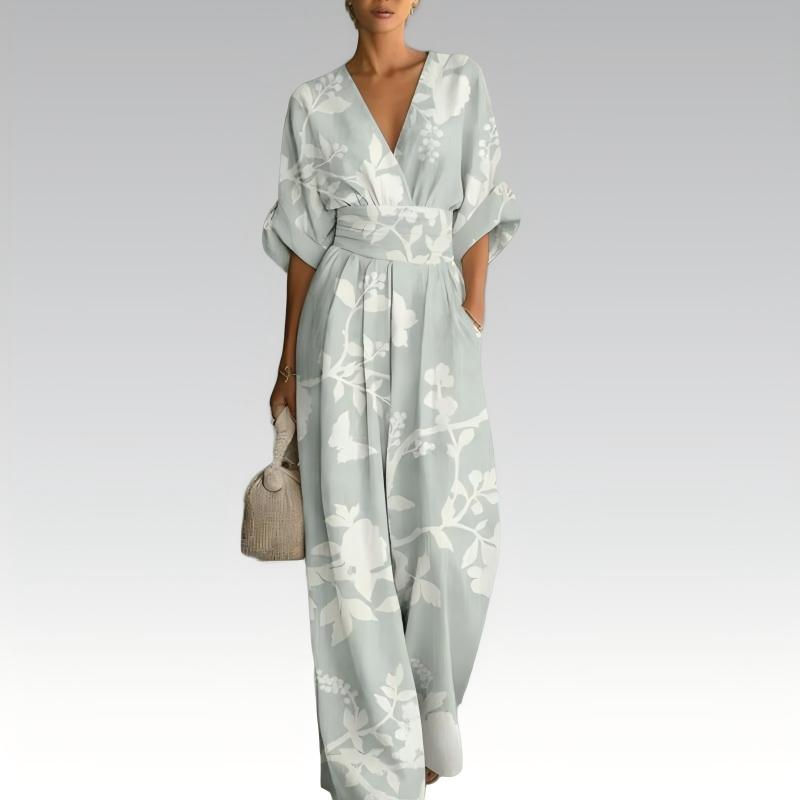 Nevina - Dames jumpsuit met V-hals en vloeiende pasvorm