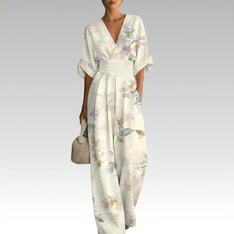 Nevina - Dames jumpsuit met V-hals en vloeiende pasvorm