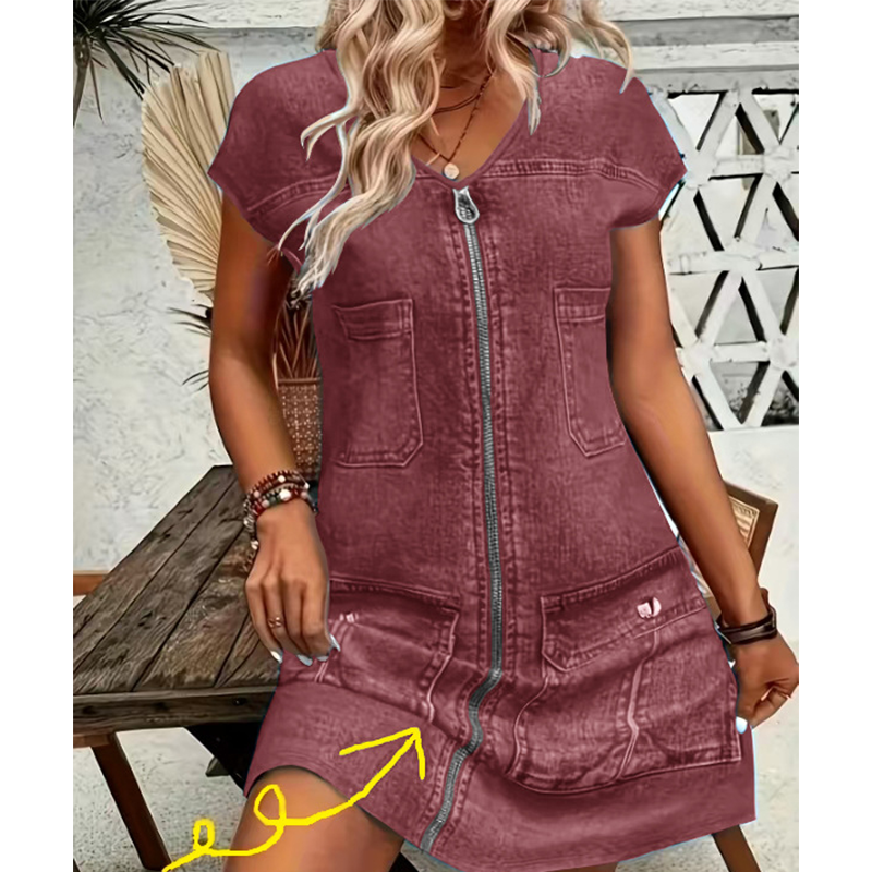 Amorine - Dames casual ritsjurk met zakken